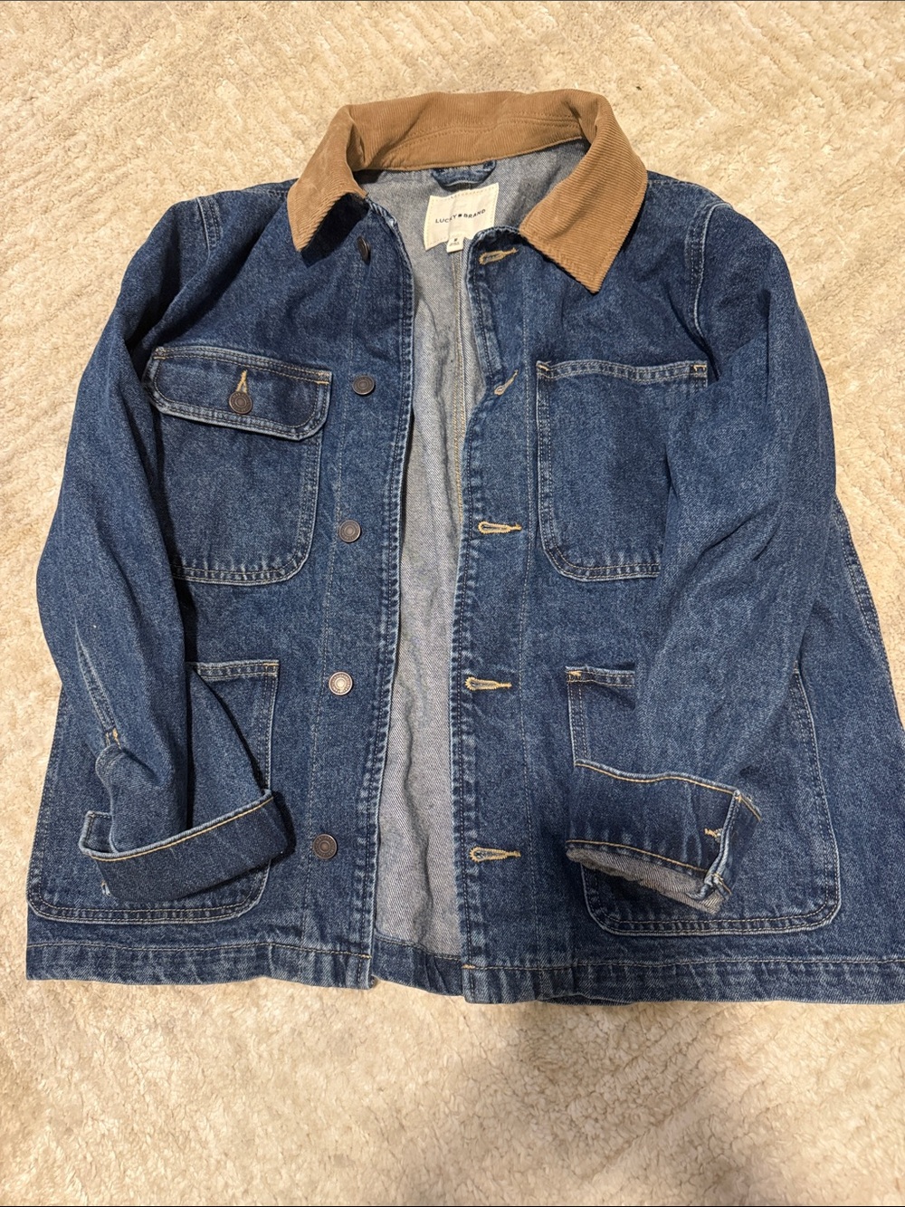 Lucky brand Denim Jacket with Brown Corduroy Collar